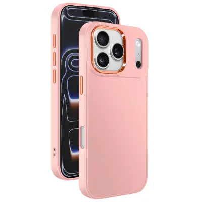 Ovitek za iPhone 17 Pro Max, mat zaključek s kovinskim obročem za kamero, Roza