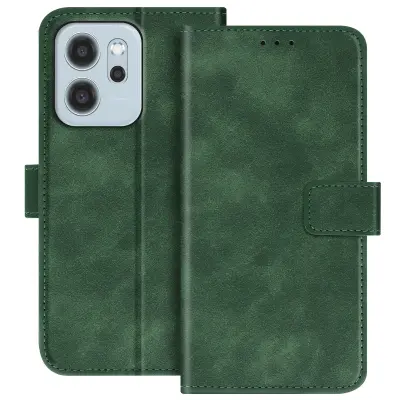 Denarnica za Oppo Reno 14 z magnetnim zapiranjem in funkcijo stojala, Temno zelena