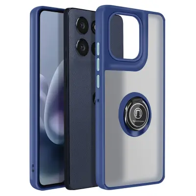 Ovitek za Motorola Moto G86 / G86 Power z magnetnim obročkom in matiranim zaključkom, Modra