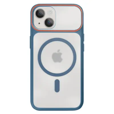 Ovitek MagSafe za iPhone 15 Plus / 14 Plus, trda zadnja stran s silikonskim okvirjem, Modra
