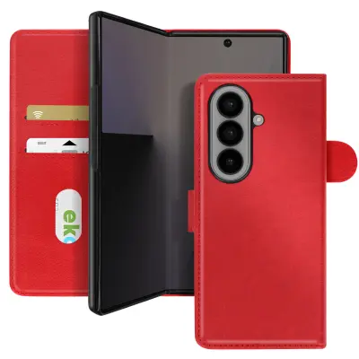 Chesterfield etui za kartice za Samsung Z Fold 7 z magnetnim zavihkom, Rdeča