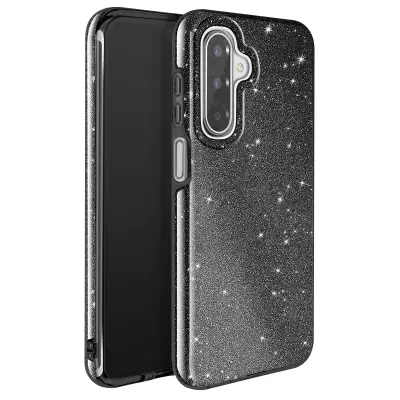 Ovitek za Galaxy A17, dvomaterialna zasnova in bleščeč zaključek, Črna