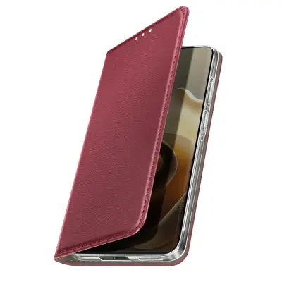 Preklopna torbica za Motorola Edge 60 z držalom za kartice in funkcijo stojala za video, Bordeaux