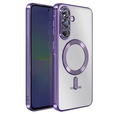 Ovitek za Samsung Galaxy A36, združljiv z MagSafe, s kromiranim robom, Vijolična