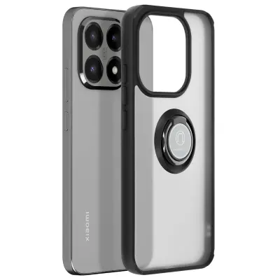 Ovitek za Xiaomi 15T z obročastim stojalom in magnetnim pritrdilom, Črna