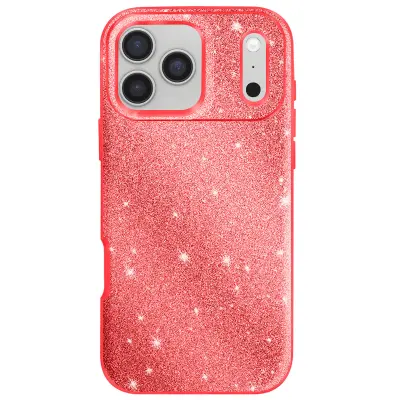 Ovitek za iPhone 17 Pro Max, dvobarvna zasnova in bleščeča obdelava, Rdeča