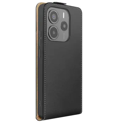 Denarnica etui za Xiaomi Poco M7 Pro Vertikalna magnetna zaponka, Črna