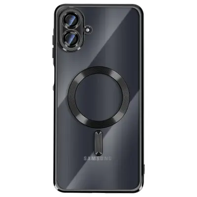 Ohišje za Galaxy A07, združljivo z MagSafe, s kromiranim robom, Črna