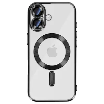Ovitek za iPhone 17, združljiv z MagSafe, s kromiranim robom, Črna