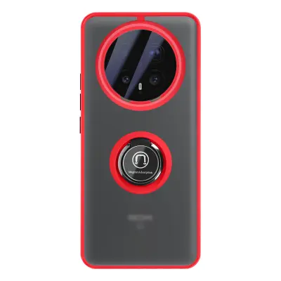 Ovitek za Honor Magic 8 Pro z obročastim stojalom in magnetno pritrditvijo, Rdeča