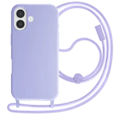 Ovitek za iPhone 17 silikonski Soft Touch z nastavljivo vrvico za okoli vratu, Lavanda