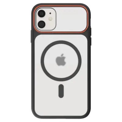 Ovitek MagSafe za iPhone 11, zadnja stran z dimnim efektom z ojačanim silikonskim okvirjem, Črna