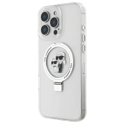 Karl Lagerfeld, MagSafe ovitek za iPhone 16 Pro Max z obročkom za podporo proti udarcem, Bela