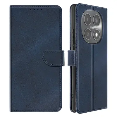 Etui za Redmi Note 15 5G z usnjenim videzom, držalom za kartice in funkcijo stojala, Modra noč