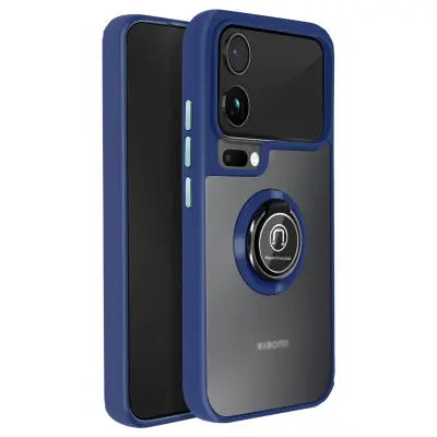 Ovitek za Xiaomi 17 Pro Max z obročnim stojalom in magnetnim nastavkom, Modra