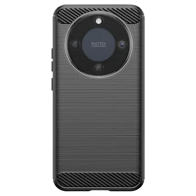 Ohišje za Honor Magic 8 Lite silikonsko z učinkom karbona in brušeno teksturo, Črna