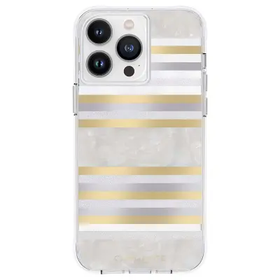 CASE MATE, Ovitek MagSafe za iPhone 14 Pro Max, okrašen z biserno maso Pearl Stripes, Prozorno