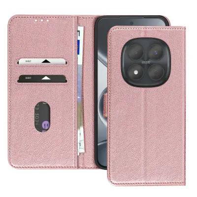 Denarnica etui za Redmi Note 15 Pro 5G Chesterfield z zrnatim vzorcem in funkcijo stojala, Roza