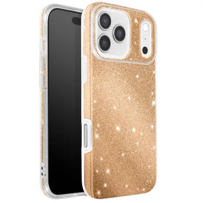 Ovitek za iPhone 17 Pro, dvobarvna zasnova in bleščeča obdelava, Zlata