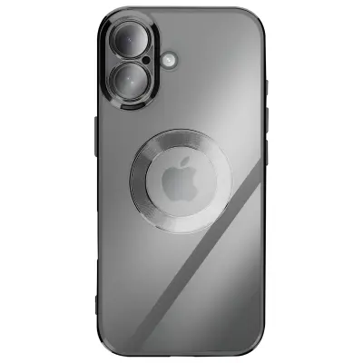 Ovitek za iPhone 17 s Kromiranim Robom iz Mehkega Silikona, Črna