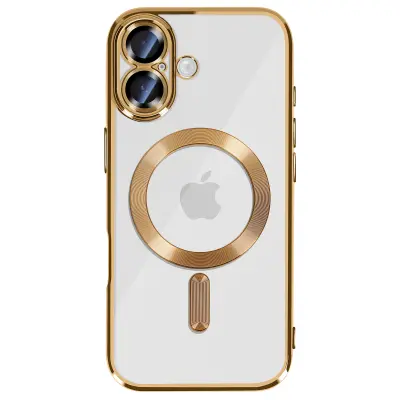 Ovitek za iPhone 17, združljiv z MagSafe, s kromiranim robom, Zlata