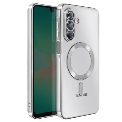Ovitek za Samsung Galaxy A26, združljiv z MagSafe, s kromiranim robom, Srebrna