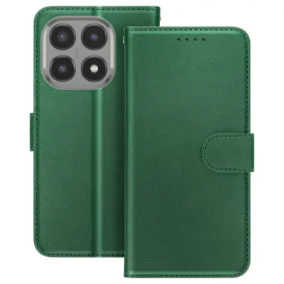 Preklopna torbica za Xiaomi 15T, imitacija usnja, z držalom za kartice in funkcijo stojala, Temno zelena