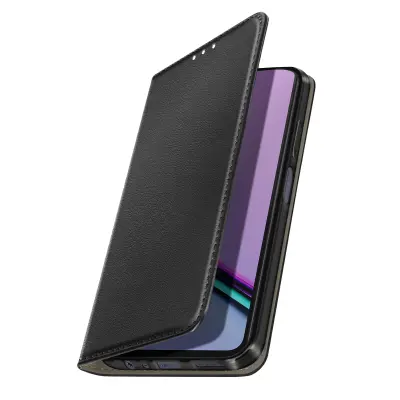 Folio etui za Realme Note 60 z držalom za kartice in funkcijo stojala za video, Črna