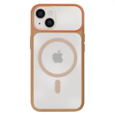 Ohišje MagSafe za iPhone 13 / 14 z dimljenim hrbtom in ojačanim silikonskim okvirjem, Rjava