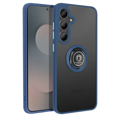 Ovitek za Galaxy S25 FE, dvomaterialna zaščita z magnetnim obročkom za podporo, Modra noč