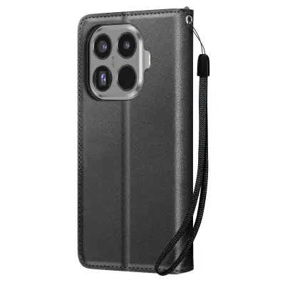 Denarnica etui za Xiaomi 15T Pro z vrvico in držalom za kartice, Črna