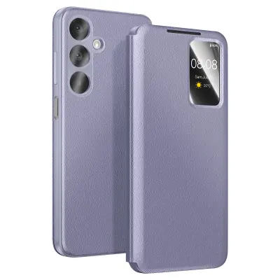 Ovitek za Galaxy A37 z oknom Smart View in držalom za kartice, Siva lavanda