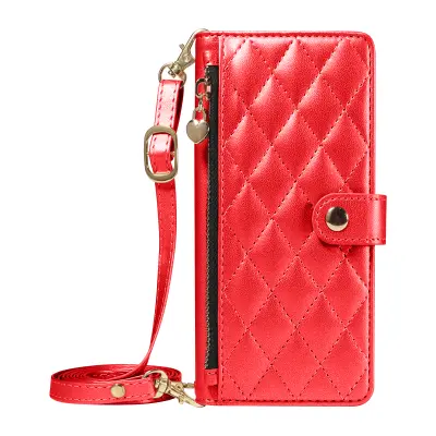 Torbica čez ramo za Galaxy S26 Ultra z zadrganim žepom in video stojalom, Rdeča