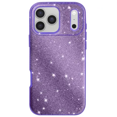 Ovitek za iPhone 17 Pro Max, dvobarvna zasnova in bleščeča obdelava, Vijolična