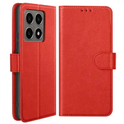 Denarnica etui za Xiaomi 14T serije Chesterfield s funkcijo stojala, Rdeča