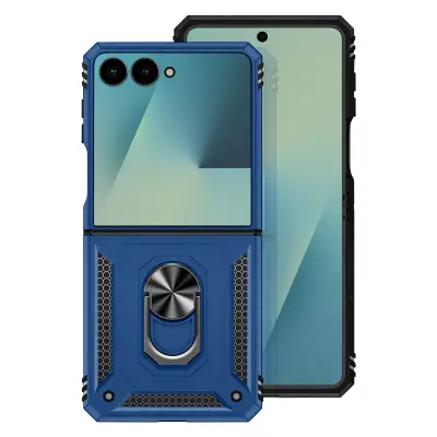 Ovitek za Galaxy Z Flip 7 z vrtljivim obročem in funkcijo stojala, Modra