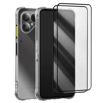 Zaščitni paket za Fairphone 6: silikonski ovitek in 2 kaljeni stekli, Prozorno