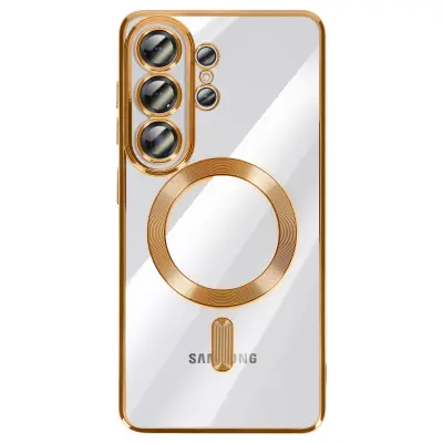 Ovitek za Galaxy S26 Ultra, združljiv z MagSafe, s kromiranim robom, Zlata