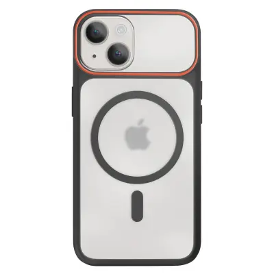 Ovitek MagSafe za iPhone 15 Plus / 14 Plus, trda zadnja stran s silikonskim okvirjem, Črna