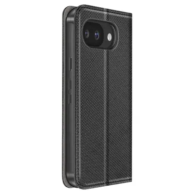 Etui za Google Pixel 10a Magnetni rebrasti z držalom za kartice in funkcijo stojala, Črna