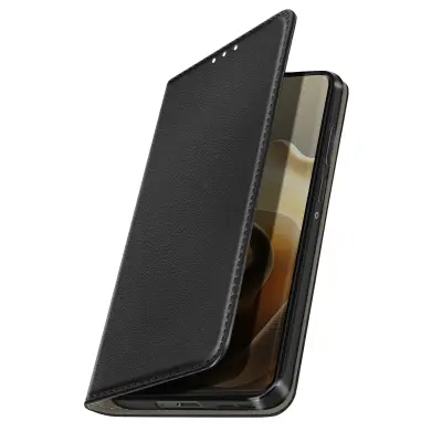 Preklopna torbica za Motorola Edge 60 z držalom za kartice in funkcijo stojala za video, Črna