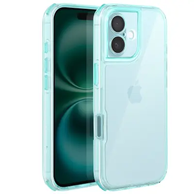 Ovitek za iPhone 16, ojačan, dvomaterialni, teksturiran, nedrseč, Turkizna