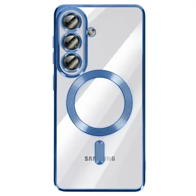 Mehko ohišje MagSafe za Galaxy S26, odporno na udarce, s kromiranim robom, Modra