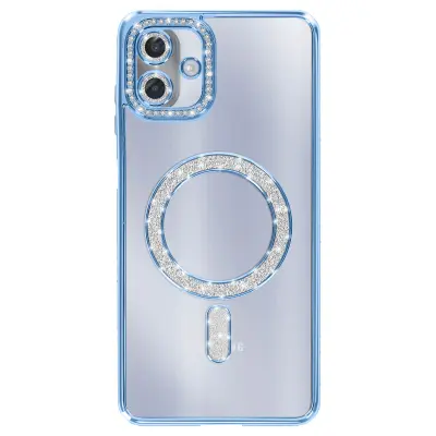 Ovitek za Galaxy A07, združljiv z MagSafe, z okrasnim obodom iz strasa, Modra