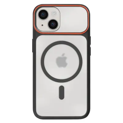 Ohišje MagSafe za iPhone 14 / 13 z dimljenim hrbtom in ojačanim silikonskim okvirjem, Črna