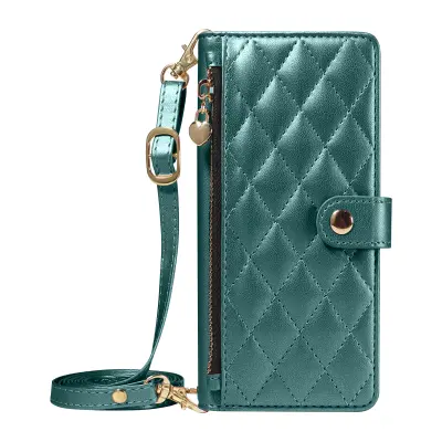 Torbica čez ramo za Galaxy S26 Ultra z zadrganim žepom in video stojalom, Zelena