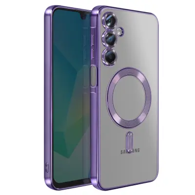 Ovitek za Samsung Galaxy A16, združljiv z MagSafe, s kromiranim robom, Vijolična