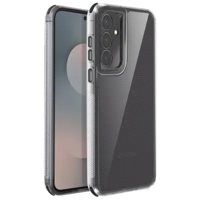 Ovitek za Samsung Galaxy S25 FE, odporen na udarce, ojačan rob, nedrseč, Prozorno črna