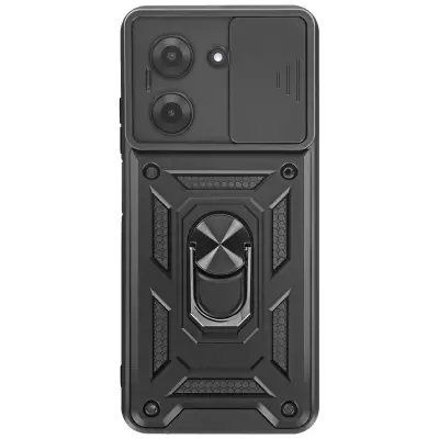 Ovitek za Redmi A5 z obročastim stojalom in drsnim pokrovom kamere, Črna