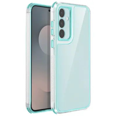 Ovitek za Samsung Galaxy S25 FE, odporen na udarce, ojačan rob, nedrseč, Turkizna